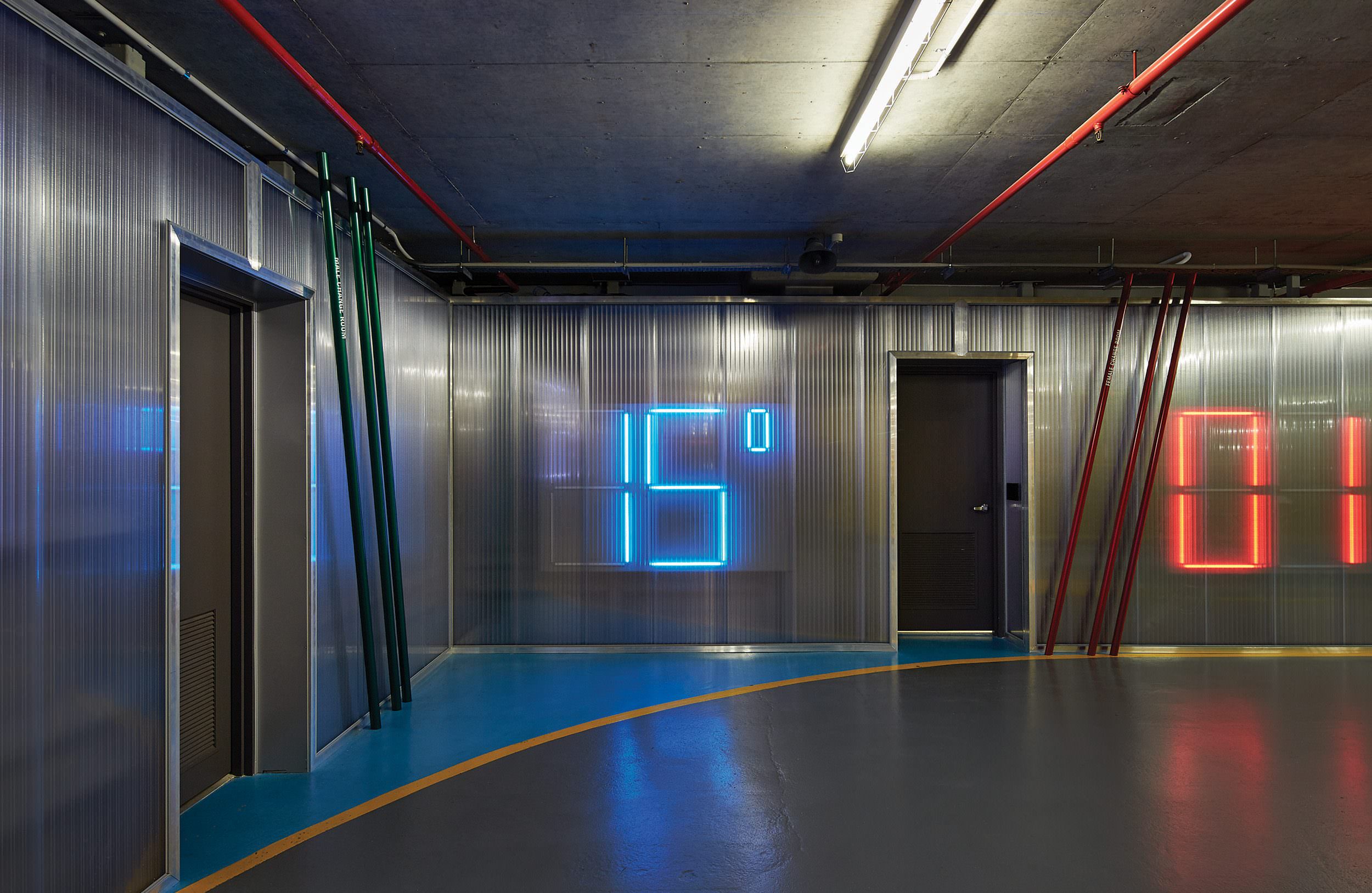 LED temperature signage in the end-of-trip bike facilities at 101 Collins Street